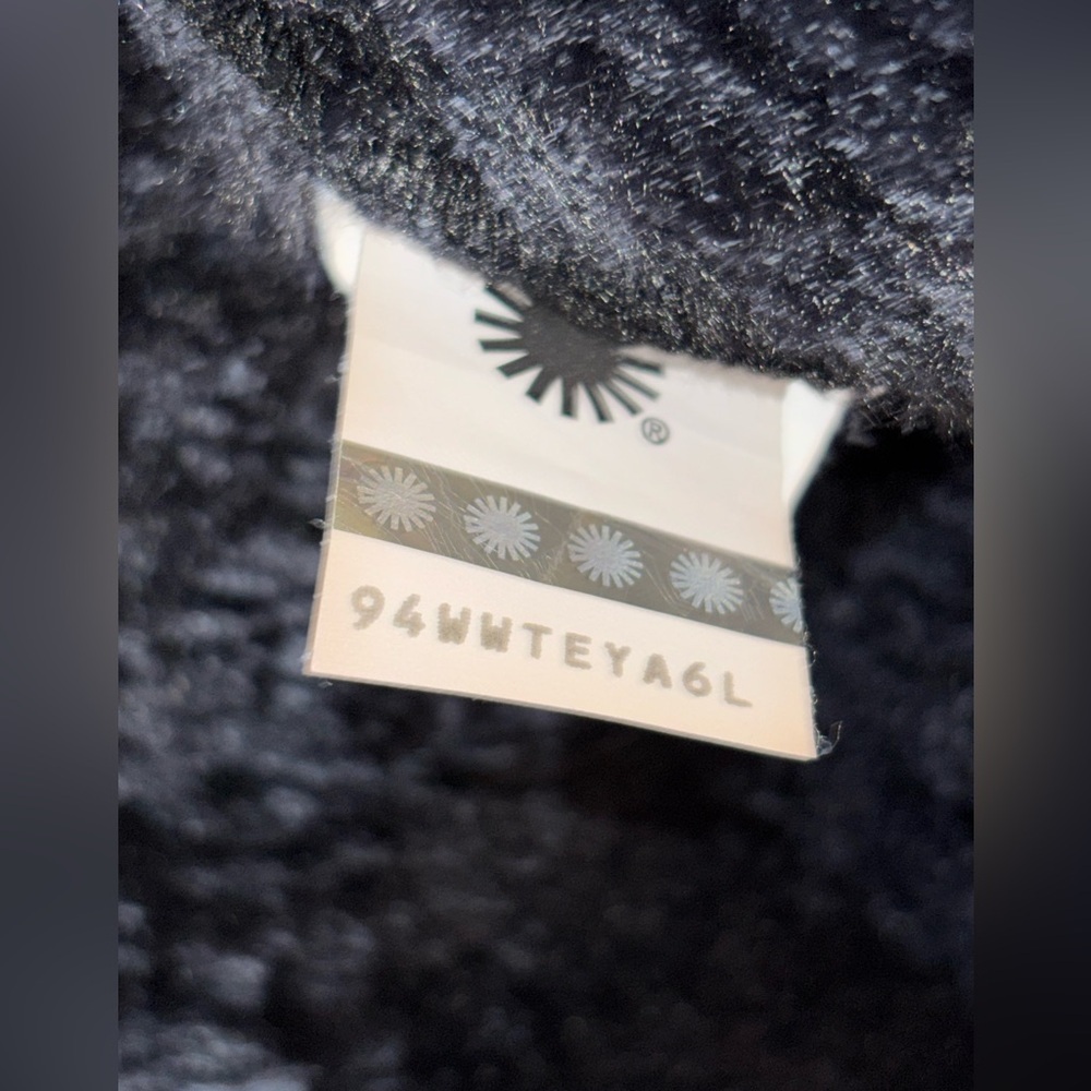 UGG Abriana Black Fleece Faux Fur Lined Shawl Cardigan Size Medium Women​​ - Picture 8 of 11